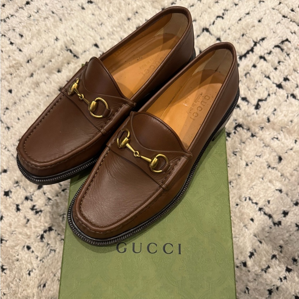 Gucci Men's Leather Loafers Mandala Goat Brown Sugar
